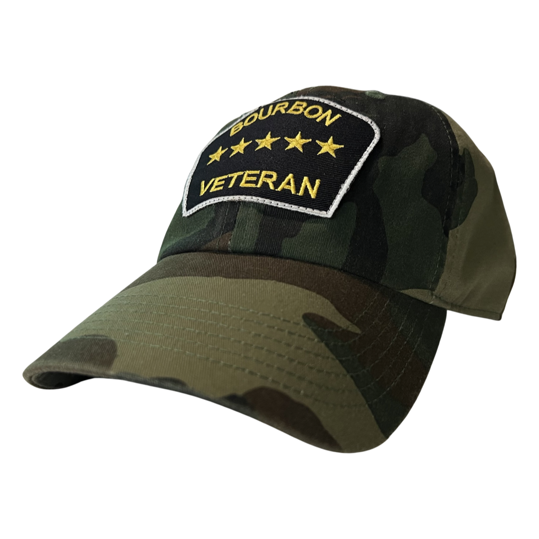 “Bourbon Veteran” Dad Hat (Jungle Camo)