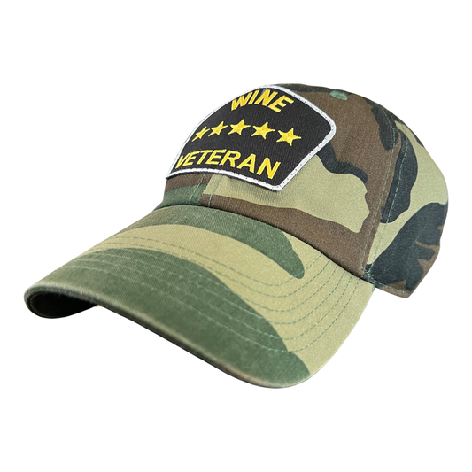 “Wine Veteran” Dad Hat (Jungle Camo)