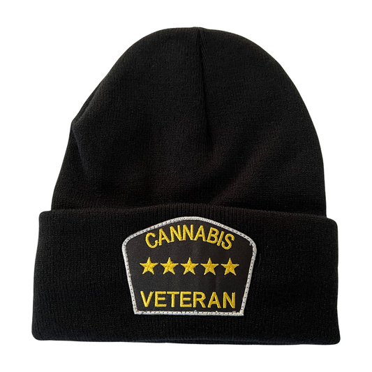 “Cannabis Veteran” Knitted Hat (Black)
