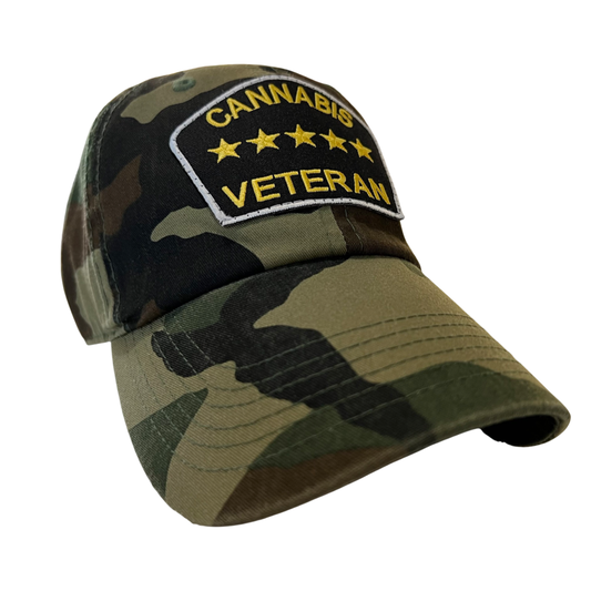 “Cannabis Veteran” Dad Hat (Jungle Camo)