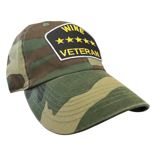 “Wine Veteran” Dad Hat (Jungle Camo)